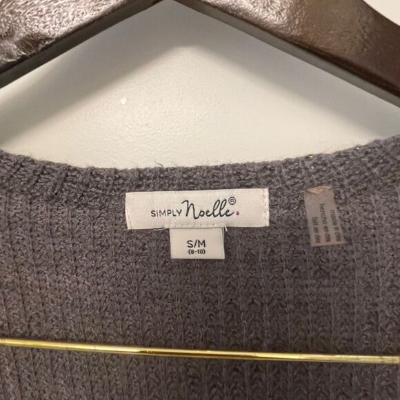 Simply Noelle Women's Open Front Gray Floral Cardigan Sweater Size S/M (8-10) - Picture 6 of 7